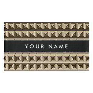 Badge D'identification Grec Meander Carré Motif principal Brown