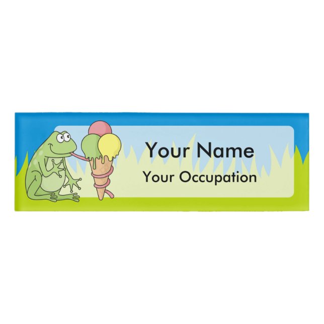 Badge D'identification Grenouille à crème glacée (Devant)