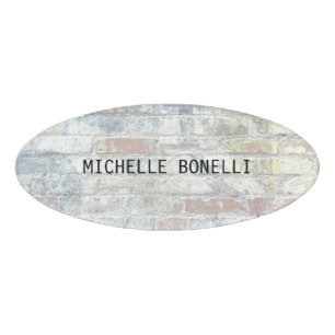 Badge D'identification Gris Mur Design Arrière - plan Plat Lisible Modern