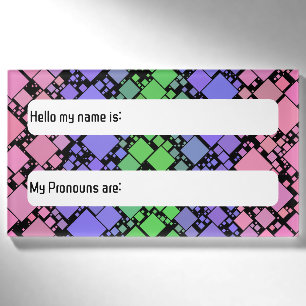 Badge D'identification Groovy Boho Rétro Mod Géométrique Fierté Trigender