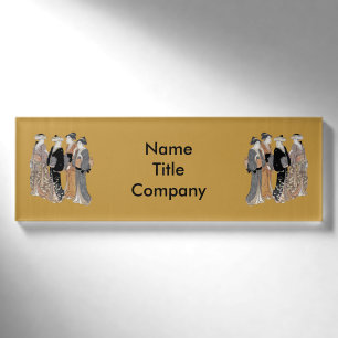Badge D'identification Groupe de jolies Japonaises Geisha Ladies jaune
