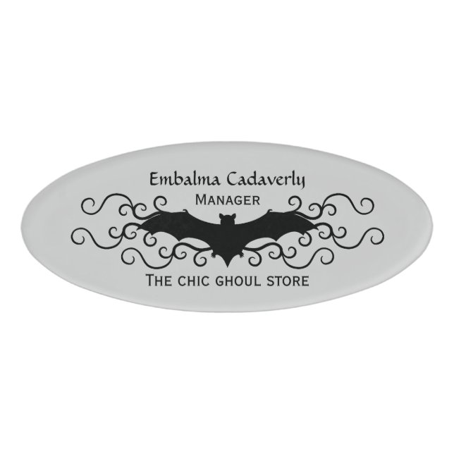 Badge D'identification Halloween élégant | Conception de chauve-souris Va (Devant)