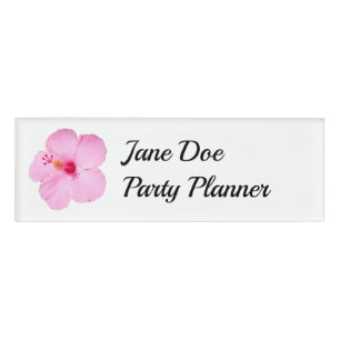 Badge D'identification Hibiscus rose Fleur tropicale