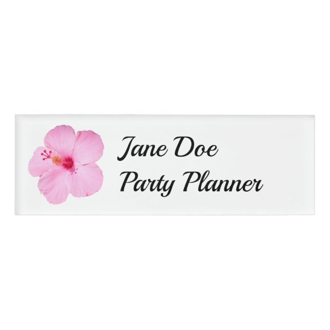 Badge D'identification Hibiscus rose Fleur tropicale (Devant)