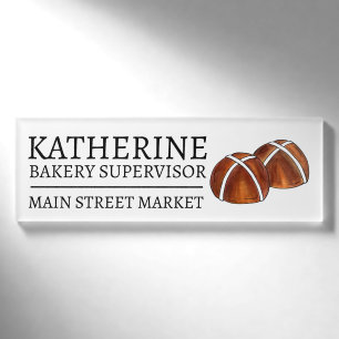 Badge D'identification Hot Cross Bun British Food Bakery Pread Baker Café