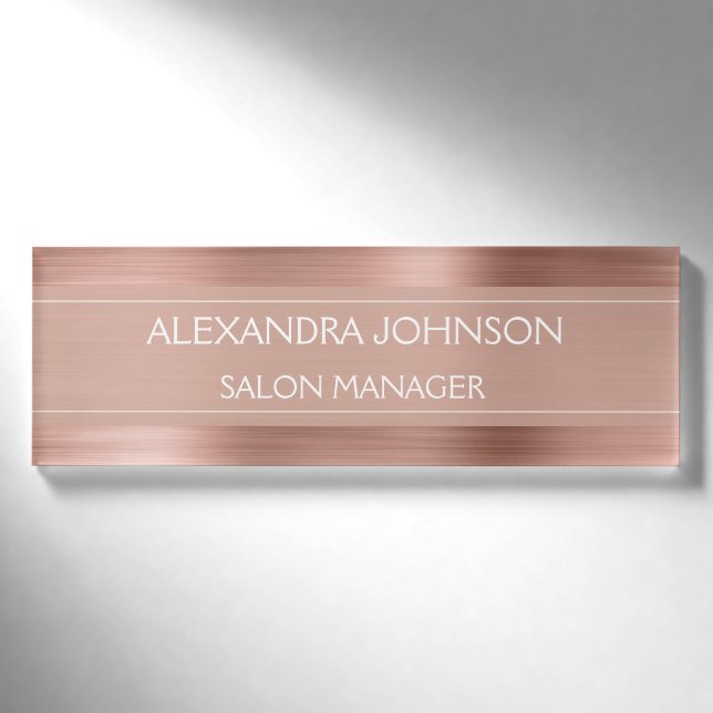 Badge D'identification Huile d'or rose | Blush Pink Foil Moderne (Devant)