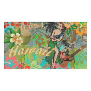 Badge D'identification Hula Vintage Floral Graphisme Floral Hawaii