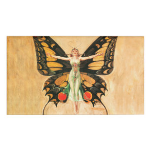 Badge D'identification Illustration de femme de Leyendecker papillon Flap