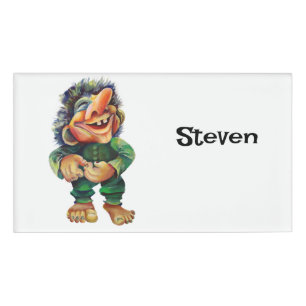 Badge D'identification Illustration de troll drôle scandinave aquarelle