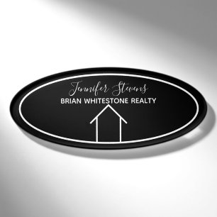 Badge D'identification Immobilier Moderne Noir Blanc Blanc Personnalisé 