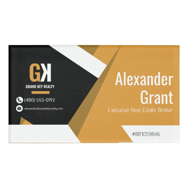 Badge D'identification Immobilier Noir & Or Immobilier (Devant)