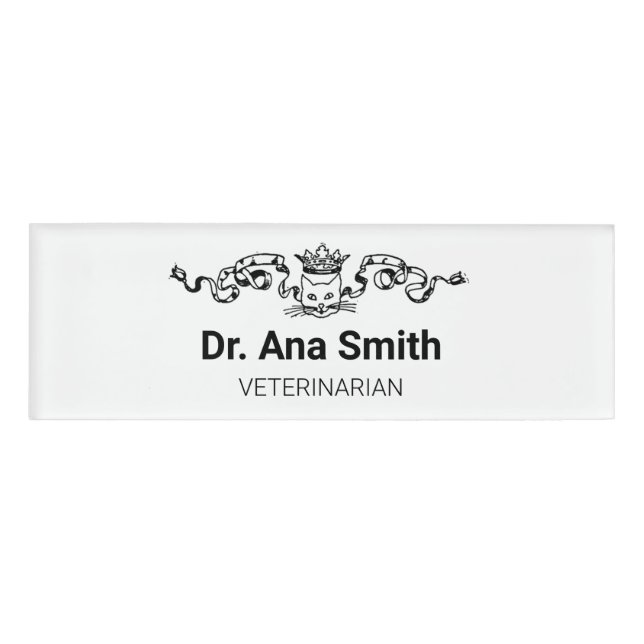 Badge D'identification Industrie vétérinaire de chat illustrée (Devant)