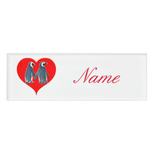 Badge D'identification inséparables Penguin Coeurs couple Thunder_Cove