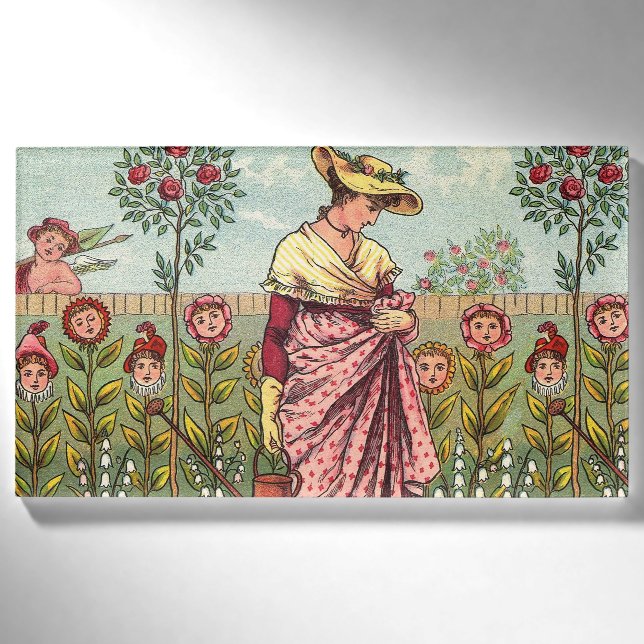 Badge D'identification Jardin Cultivation Flower Woman Art Antique (Devant)