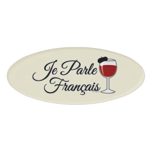 Badge D'identification Je Parle Francais je parle le béret en verre de