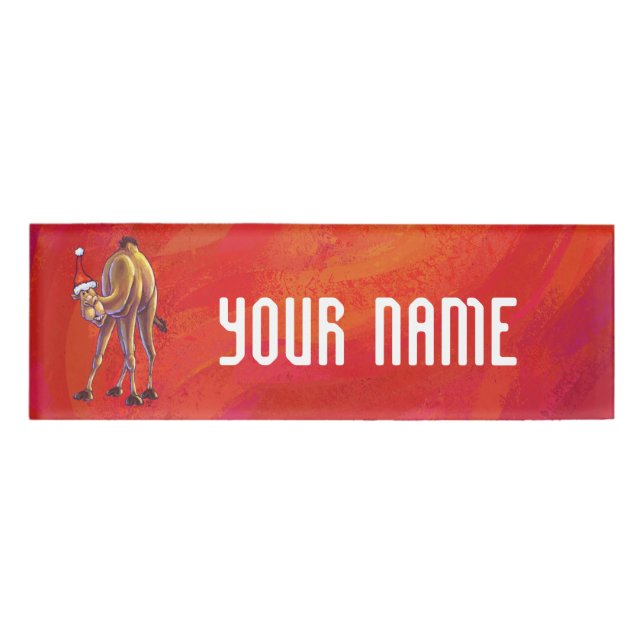 Badge D'identification Joli Noël Camel En Rouge (Devant)