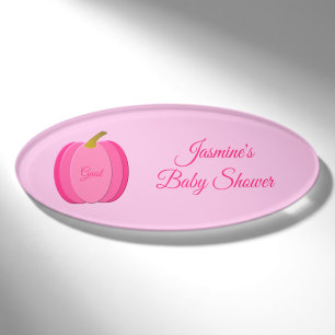 Badge D'identification Joli rose bébé fille Citrouille Baby shower person