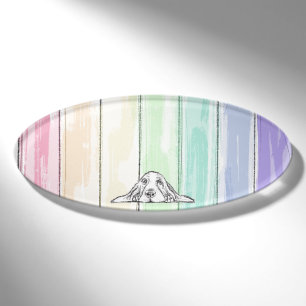 Badge D'identification l'amour conquiert tout chien arc-en-ciel basset ho