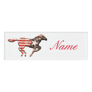 Badge D'identification Le Cheval du drapeau américain à Thunder_Cove