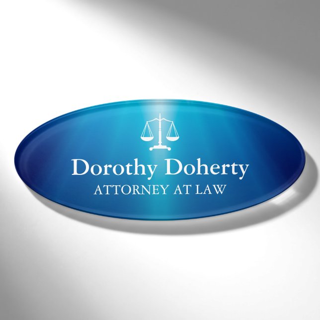 Badge D'identification Les échelles du bleu de justice rayonne l'arrière (Devant)