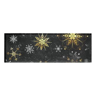 Badge D'identification Les flocons dorés de Noël sur l'Arrière - plan noi