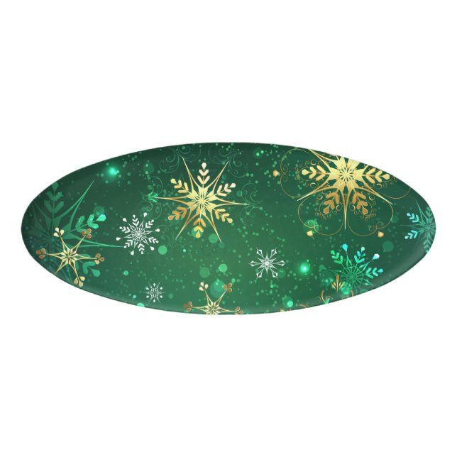 Badge D'identification Les flocons dorés de Noël sur l'Arrière - plan ver (Devant)
