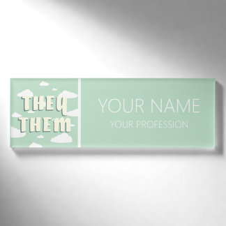 Badge D'identification Les nuages verts, eux Pronounounouns