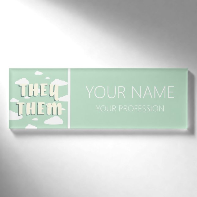 Badge D'identification Les nuages verts, eux Pronounounouns (Devant)