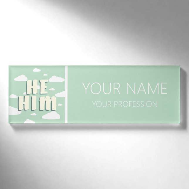 Badge D'identification Les nuages verts Il Lui Pronounounes (Devant)
