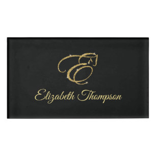 Badge D'identification Lettre monogramme E Cheval en parties scintillant 