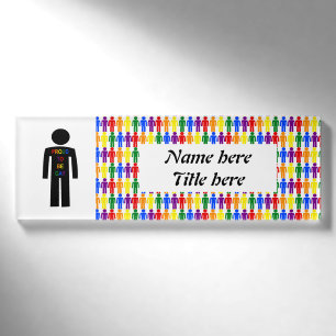 Badge D'identification LGBTQ Hommes homosexuels Silhouette et arc-en-ciel