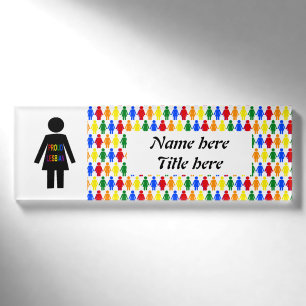 Badge D'identification LGBTQ Lesbian Silhouette et Rainbow Ladies Custom