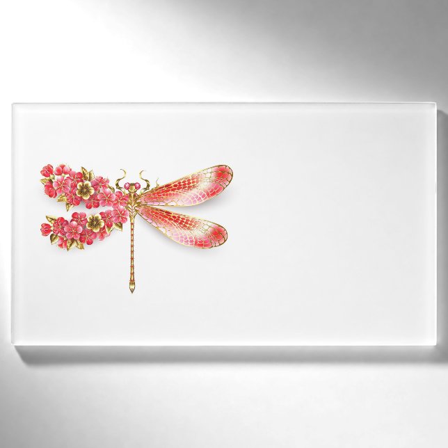 Badge D'identification libellule de fleurs avec sakura de bijoux (Devant)