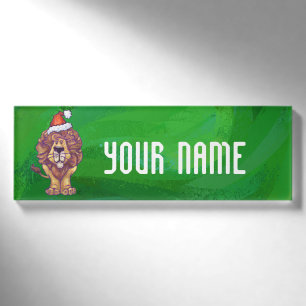 Badge D'identification Lion Christmas on Green