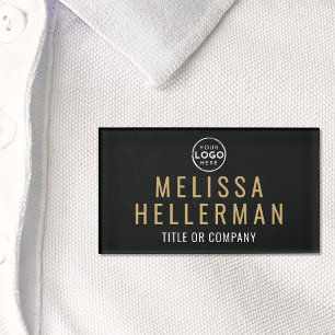 Badge D'identification Logo de l'entreprise pliable noir moderne