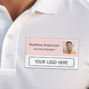 Badge D'identification Logo de société moderne Rose Photo d'employé