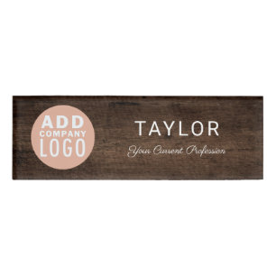 Badge D'identification Logo d'entreprise aspect bois rustique Employés