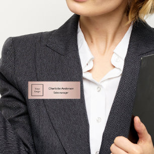 Badge D'identification Logo d'entreprise rose or employé élégant