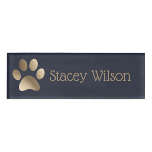 Badge D'identification Logo des Empreintes de pattes Gold et Navy