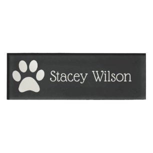 Badge D'identification Logo Empreinte de patte blanc et charbon