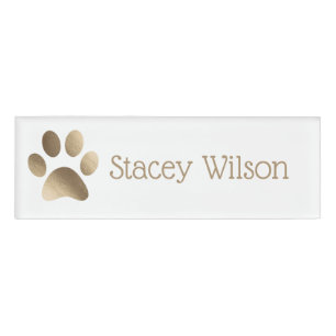 Badge D'identification Logo Empreinte de patte or et blanc