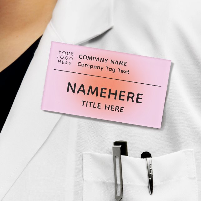 Badge D'identification Logo Entreprise Moderne Peachy Rose Aura Titre (Créateur téléchargé)