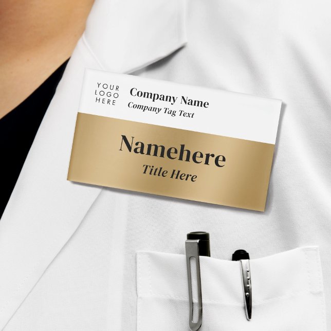 Badge D'identification Logo Entreprise Moderne Simple Faux Or Grand Titre (Créateur téléchargé)