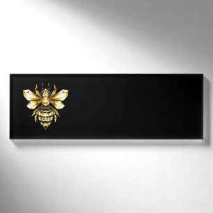 Badge D'identification Logo Faux Gold Foil Bee Polygonal sur Noir