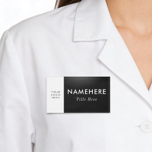 Badge D'identification Logo Grand Simple Noir et Blanc Minimal Titre du N