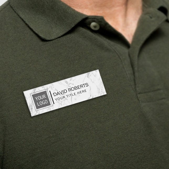 Badge D'identification Logo personnalisé de l'entreprise Marbre blanc mod (Créateur téléchargé)