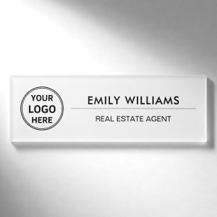 Badge D'identification Logo personnalisé du courtier immobilier Blanc