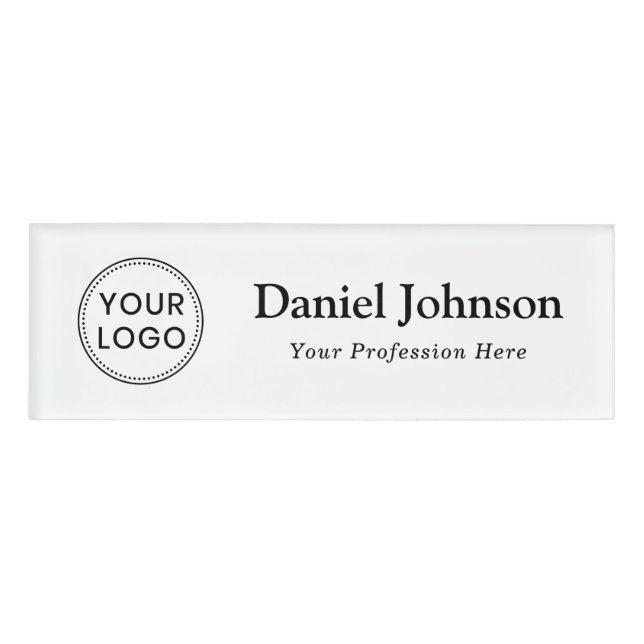 Badge D'identification Logo personnalisé et nom modèle blanc professionne (Devant)