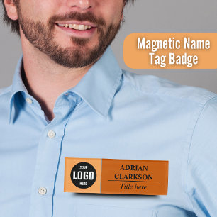Badge D'identification Logo personnalisé Nom magnétique orange Balise Bad