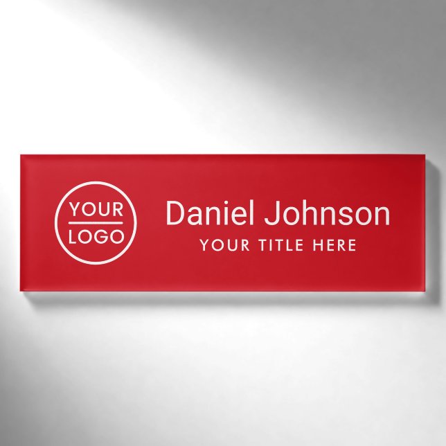 Badge D'identification Logo personnalisé rouge nom magnétique professionn (Devant)